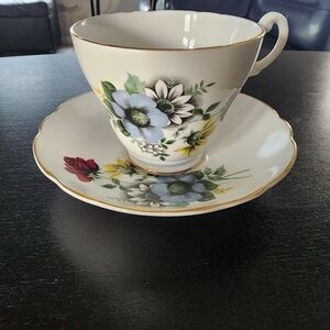 Royal Bones White Saucer with Blue Maker's Mark Emblem- Made In ENGLAND